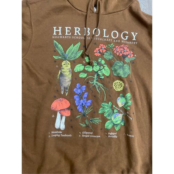 Harry Potter | Herbology Pullover Comfy Brown Hoodie, Sz Medium - Picture 2 of 8